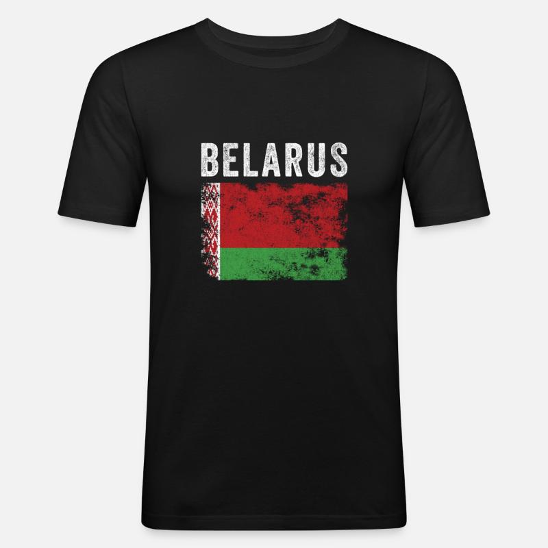 Belarus Flag Distressed Belarusian Flag - Men's Slim Fit T-Shirt - black