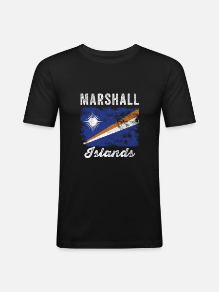 Marshall Islands Flag Distressed - Men's Slim Fit T-Shirt - black