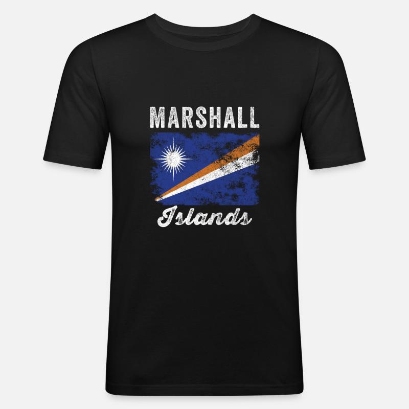 Marshall Islands Flagge Distressed - Männer Slim Fit T-Shirt - Schwarz