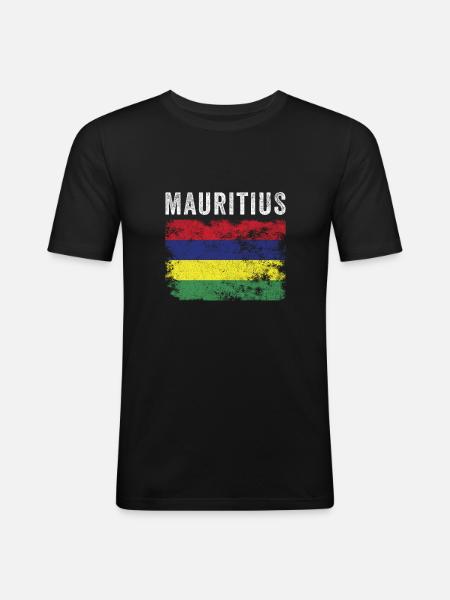 Mauritius Flag Distressed Mauritian Flag - Men's Slim Fit T-Shirt - black