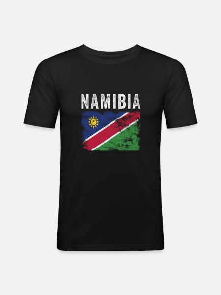Namibia Flag Distressed - Namibian Flag - Men's Slim Fit T-Shirt - black