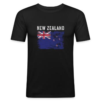 Drapeau néo-zélandais en détresse - T-shirt près du corps Homme - noir - Devant - Nik (191cm)