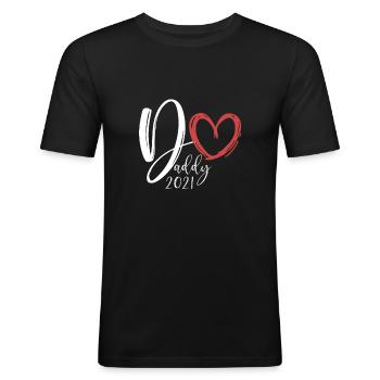 Daddy 2021 Partnerlook Werdende Vater Geschenk - Männer Slim Fit T-Shirt - Schwarz - Vorne - Nik (191cm)