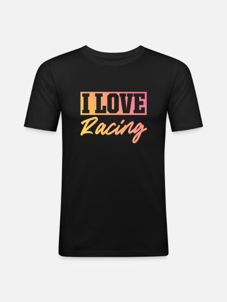 Ich liebe Rennen - Männer Slim Fit T-Shirt - Schwarz