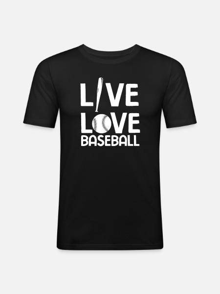 Baseball - Männer Slim Fit T-Shirt - Schwarz
