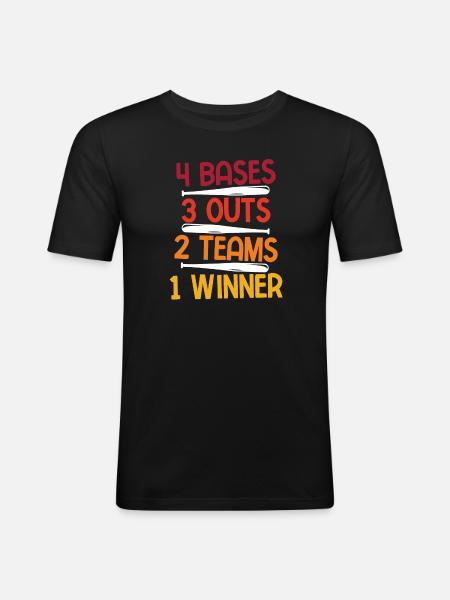 Baseball - Männer Slim Fit T-Shirt - Schwarz