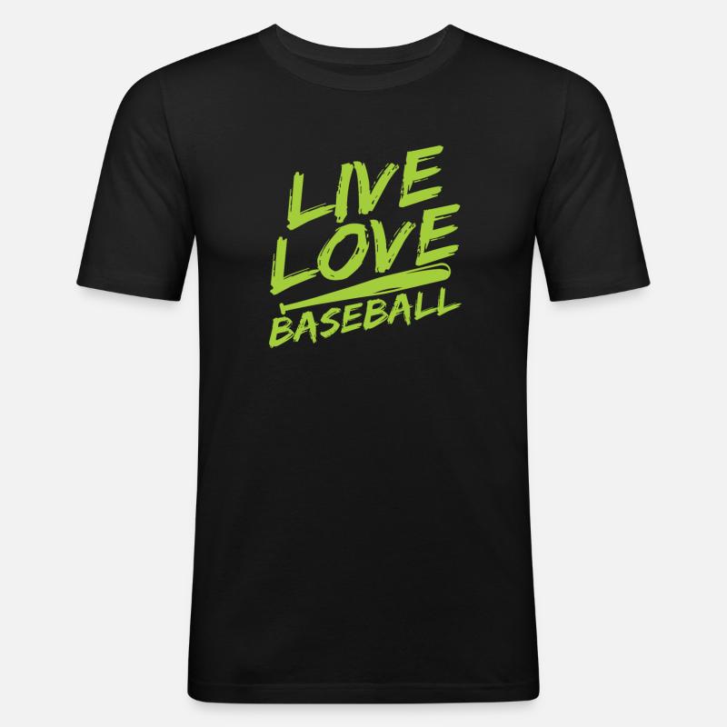 Baseball - Männer Slim Fit T-Shirt - Schwarz