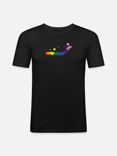 Un mille-pattes arc-en-ciel fantastique pour les gays - T-shirt près du corps Homme - noir