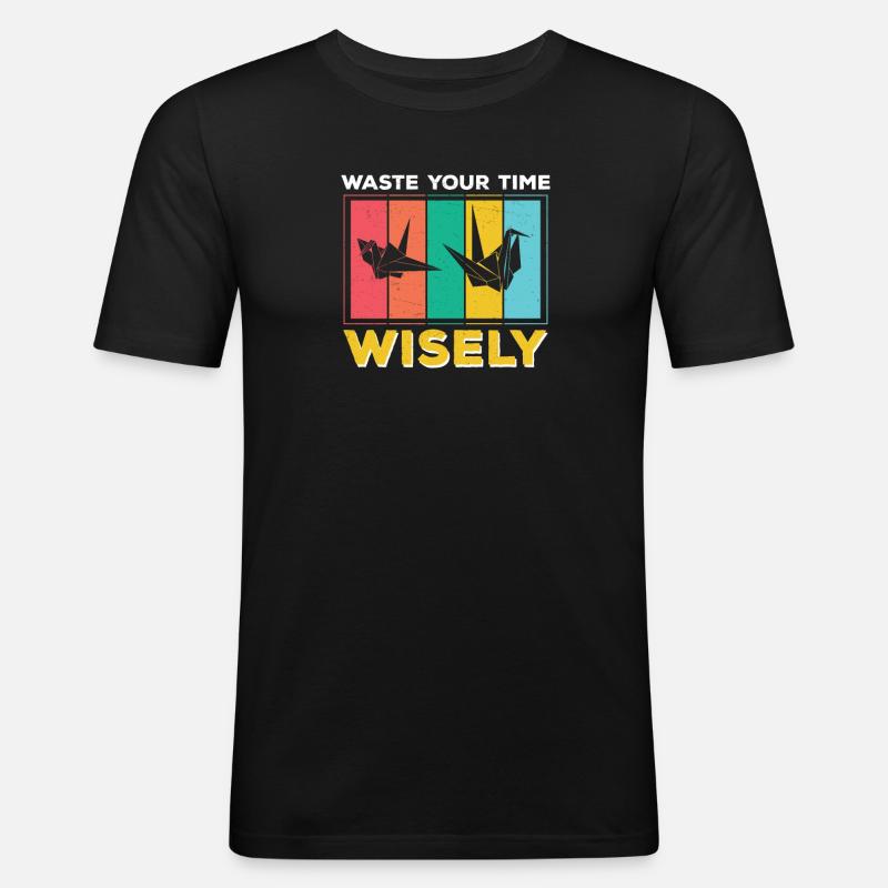 Fun Waste your time wisely, - Men's Slim Fit T-Shirt - black