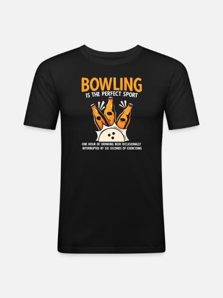 Bowling - Männer Slim Fit T-Shirt - Schwarz