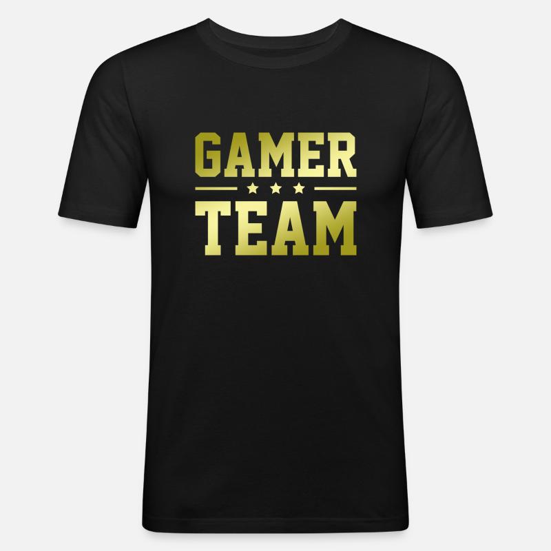 Gamer Team - Männer Slim Fit T-Shirt - Schwarz