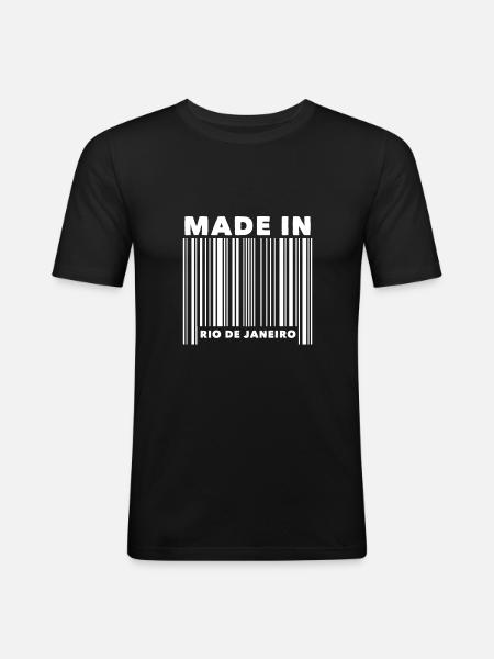 Rio de Janeiro barcode - Men's Slim Fit T-Shirt - black