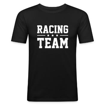 Équipe de course - T-shirt près du corps Homme - noir - Devant - Nik (191cm)