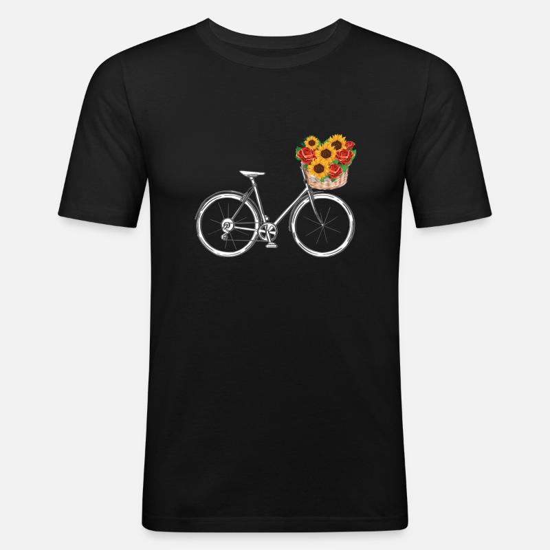 Fahrrad mit Blumenkorb - Männer Slim Fit T-Shirt - Schwarz