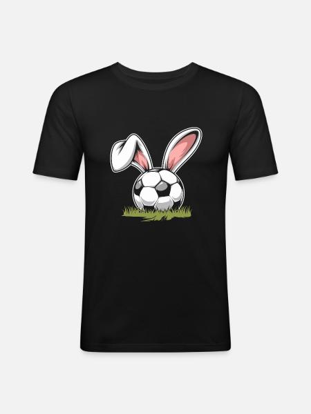 Fußball mit Osterhasenohren - Männer Slim Fit T-Shirt - Schwarz