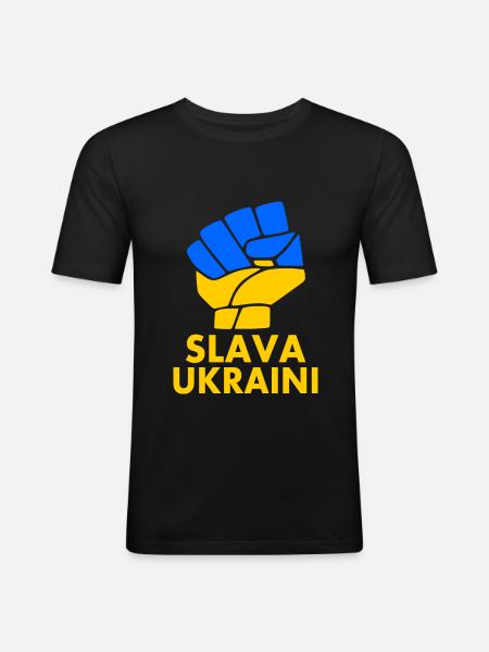 Slava ukraini - Men's Slim Fit T-Shirt - black