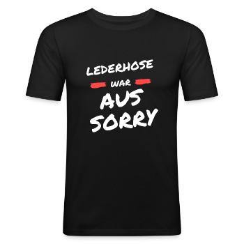 München Bier Lederhose - Männer Slim Fit T-Shirt - Schwarz - Vorne - Nik (191cm)