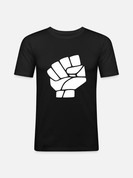 Revolution hand - Männer Slim Fit T-Shirt - Schwarz