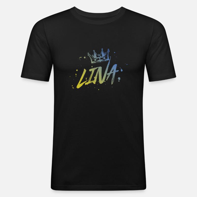 Lina - Männer Slim Fit T-Shirt - Schwarz