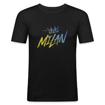 Cerf-volant - T-shirt près du corps Homme - noir - Devant - Nik (191cm)