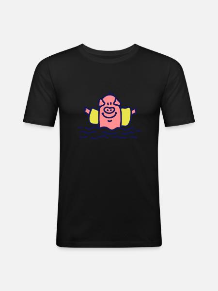 Pig Water Wings 3 - Men's Slim Fit T-Shirt - black