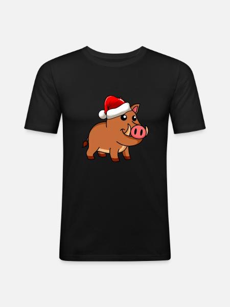 Wild Boar Comic Christmas - Men's Slim Fit T-Shirt - black