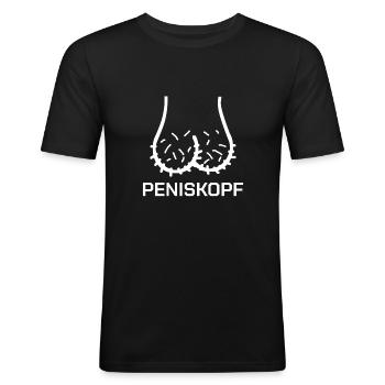 Peniskopf Hoden Gesicht Dickhead Lustiges Geschenk - Männer Slim Fit T-Shirt - Schwarz - Vorne - Nik (191cm)