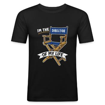 Dans The Director Of My Life Motival - T-shirt près du corps Homme - noir - Devant - Nik (191cm)