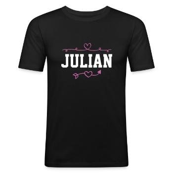 Julian - Männer Slim Fit T-Shirt - Schwarz - Vorne - Nik (191cm)