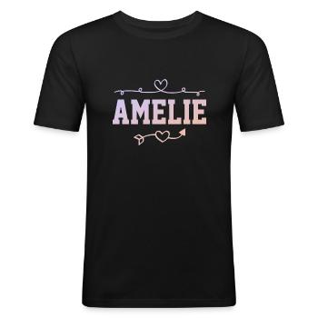 Amelie - Men's Slim Fit T-Shirt - black - Front - Nik (191cm)