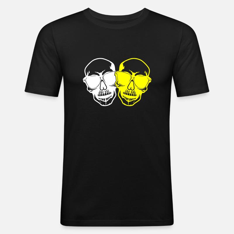 Stylisch Totenkopf - Männer Slim Fit T-Shirt - Schwarz