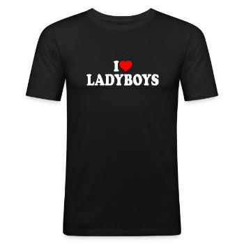 I love ladyboys - T-shirt près du corps Homme - noir - Devant - Nik (191cm)
