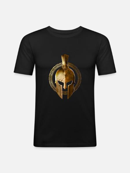 spartan casque or - T-shirt près du corps Homme - noir