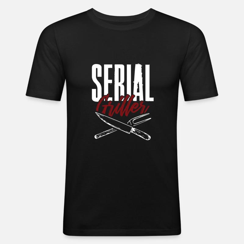 serial griller - Männer Slim Fit T-Shirt - Schwarz