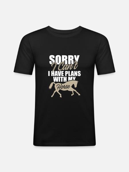 plans chevaux - T-shirt près du corps Homme - noir