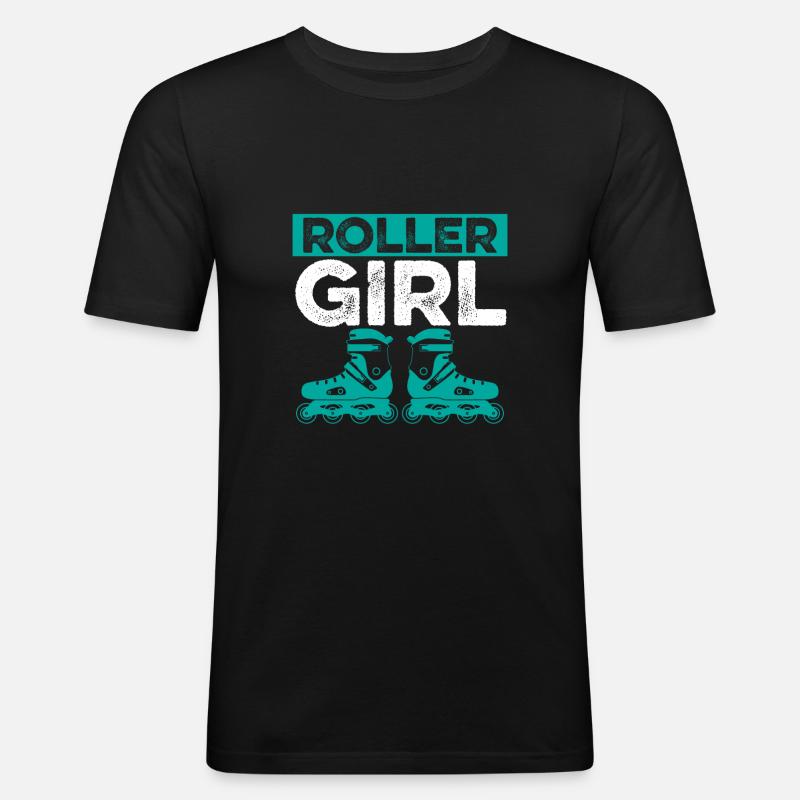 roller girl inline skate - Männer Slim Fit T-Shirt - Schwarz