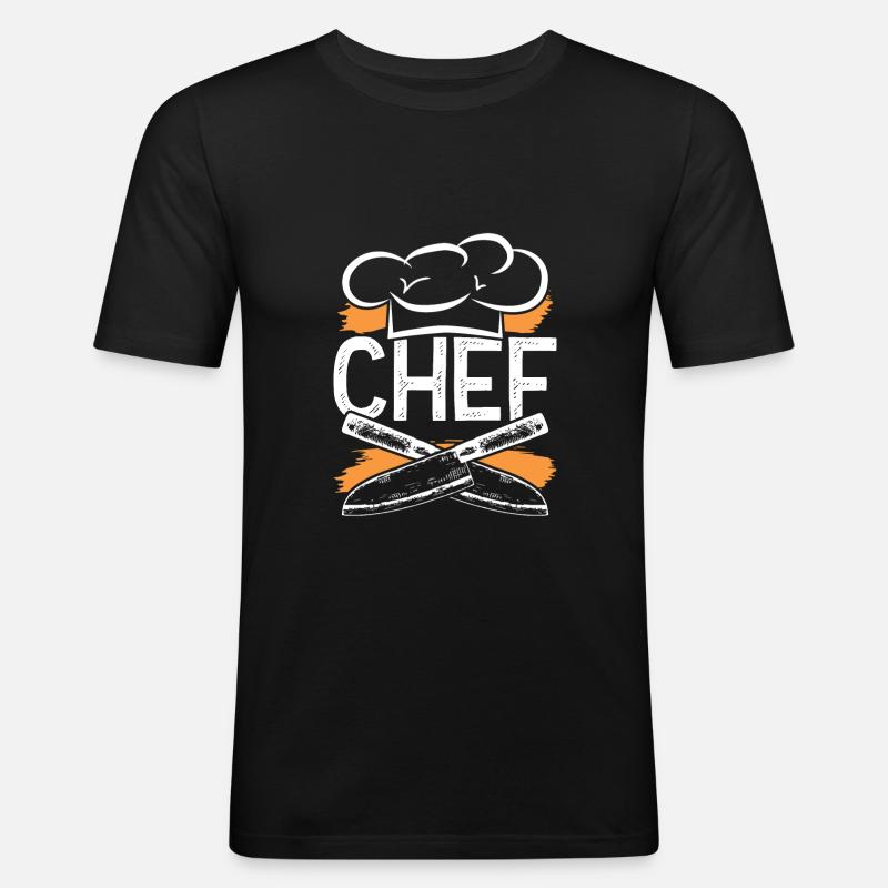 chef kochen - Männer Slim Fit T-Shirt - Schwarz