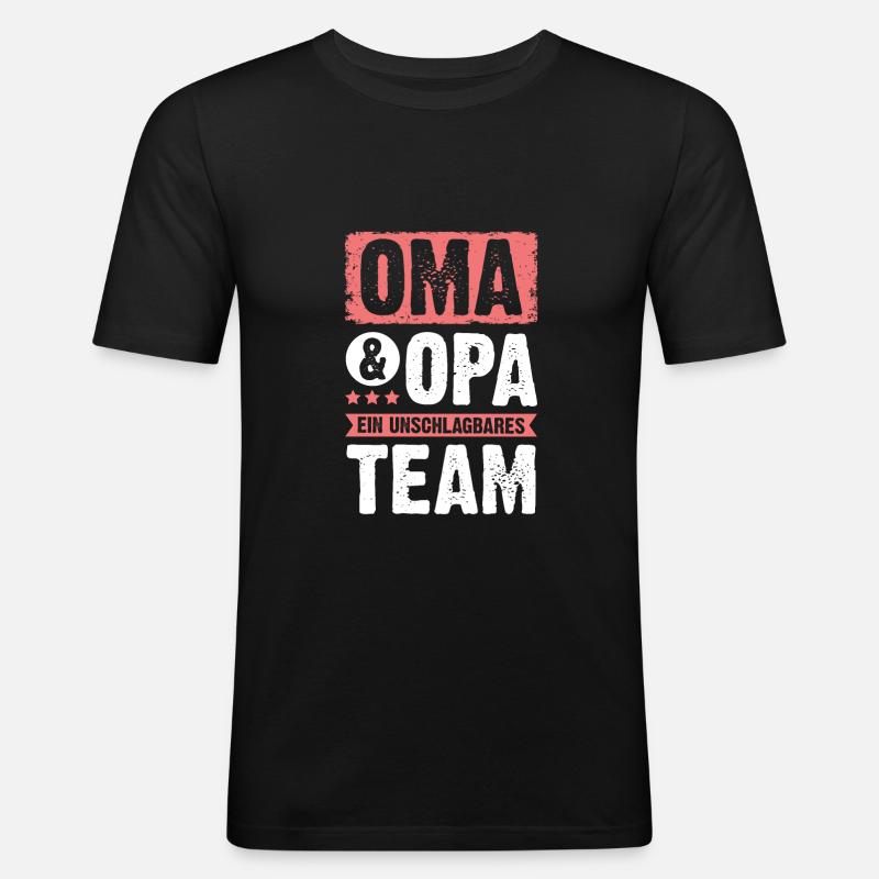 oma und opa team - Männer Slim Fit T-Shirt - Schwarz