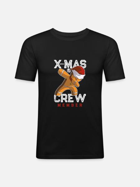 lebkuchenmann xmas crew - Männer Slim Fit T-Shirt - Schwarz