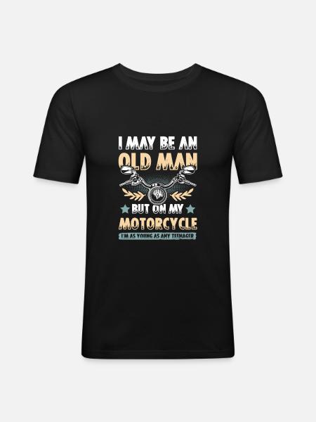 Motorcycle old man - Men's Slim Fit T-Shirt - black
