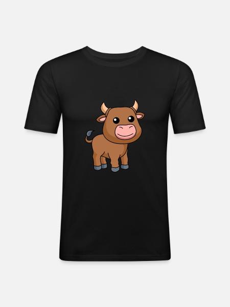 Stier Comic Tier - Männer Slim Fit T-Shirt - Schwarz