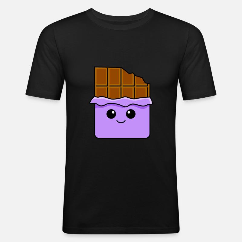 Schokolade Comic - Männer Slim Fit T-Shirt - Schwarz