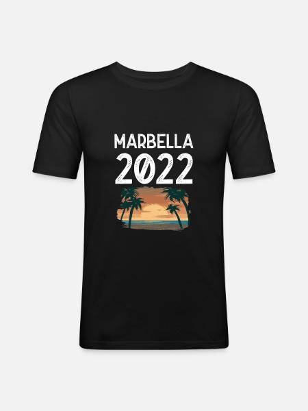 Marbella 2022 - Männer Slim Fit T-Shirt - Schwarz