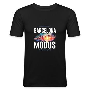 Barcelona Mode - Men's Slim Fit T-Shirt - black - Front - Nik (191cm)