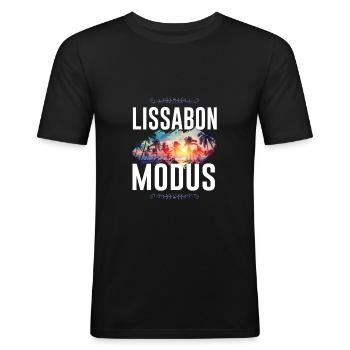 Lisbon Mode - Men's Slim Fit T-Shirt - black - Front - Nik (191cm)