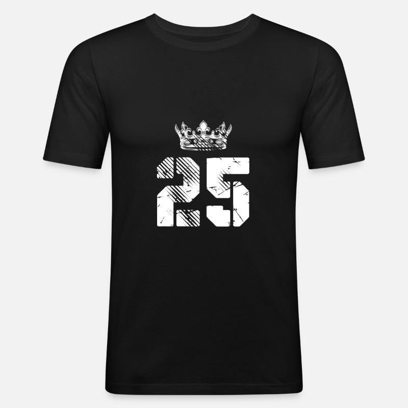 25 Zahl Krone - Männer Slim Fit T-Shirt - Schwarz
