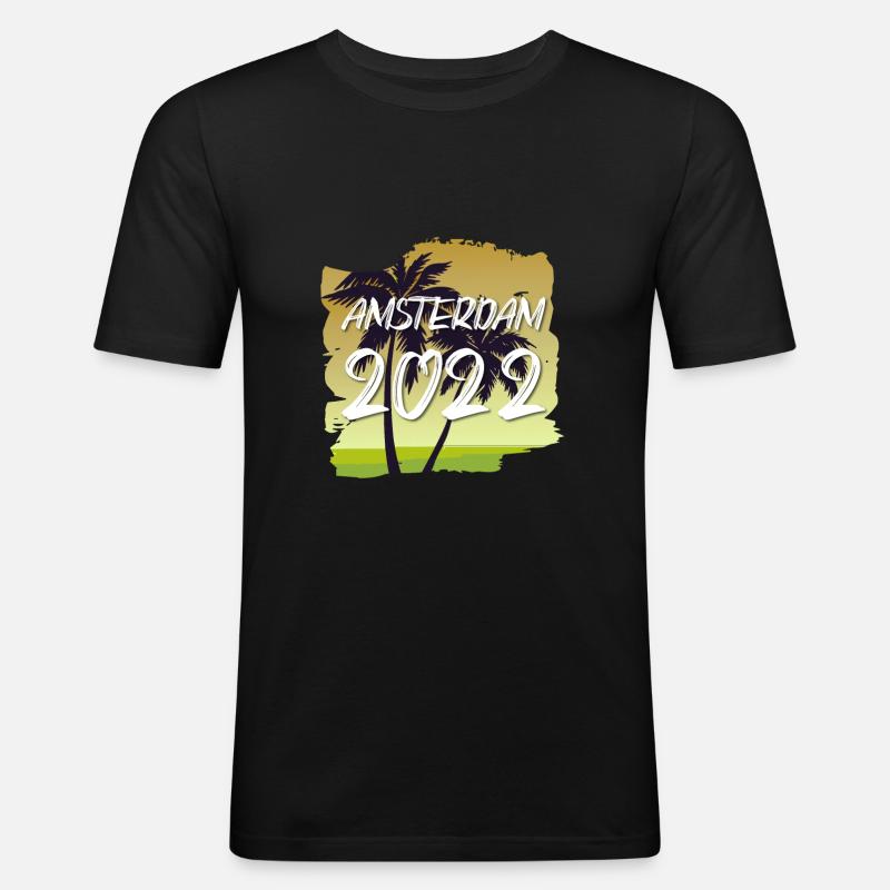 Amsterdam 2022 - Männer Slim Fit T-Shirt - Schwarz