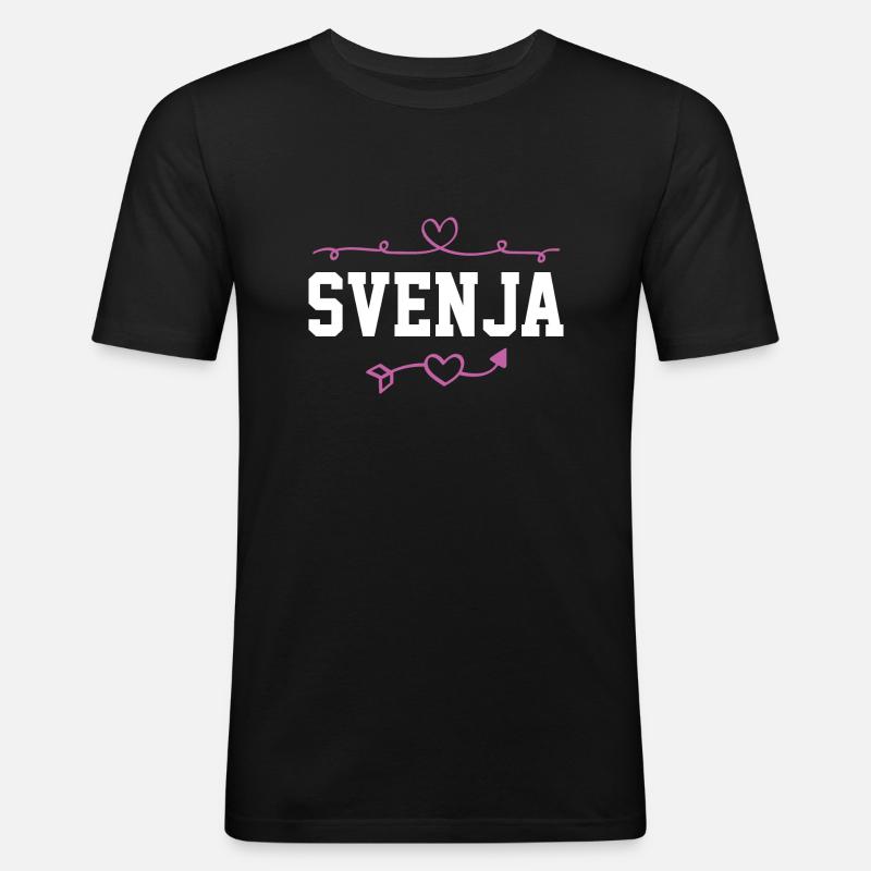 Svenja - Männer Slim Fit T-Shirt - Schwarz