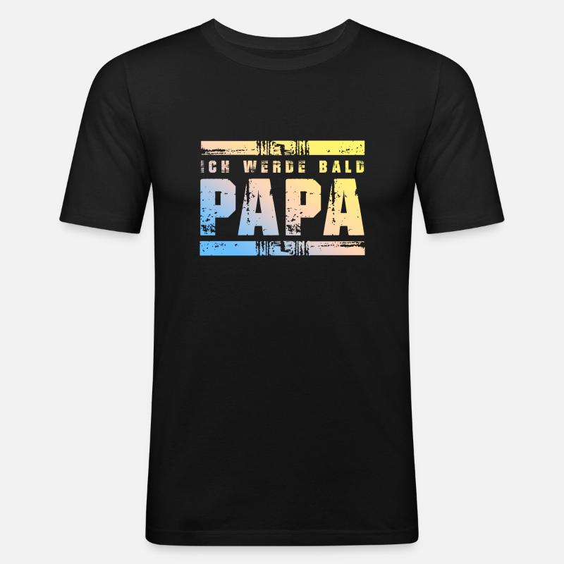 Ich werde Bald Papa - Männer Slim Fit T-Shirt - Schwarz