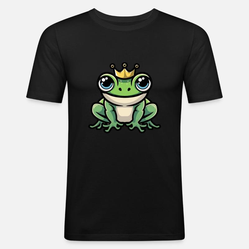 Frosch Krone - Männer Slim Fit T-Shirt - Schwarz